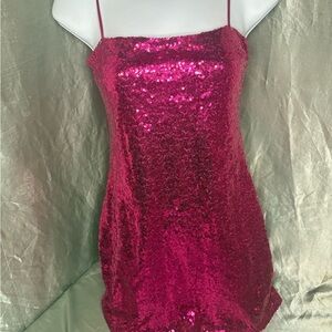 Pink Sequin Mini Dress